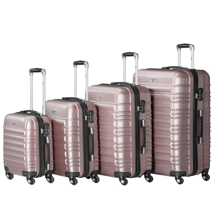 Zelsius Koffer Set 4 Stück, Rosé | ABS Hartschalenkoffer mit Zahlenschloss, 4 Rollen und Innen Trenn