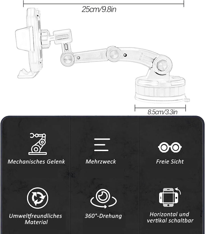 Auto Handyhalterung 360° Drehbar Handyhalter, Super Saugnapf