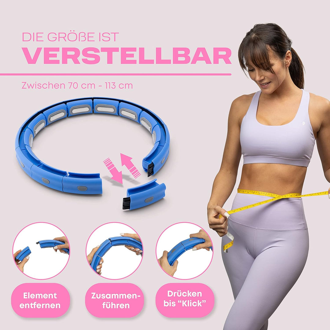 WELLRELAXX Smart Hula Hoop leise mit Bauchweggürtel - Schützt Haut+Kleidung - Smart Hoola Hoop Reife