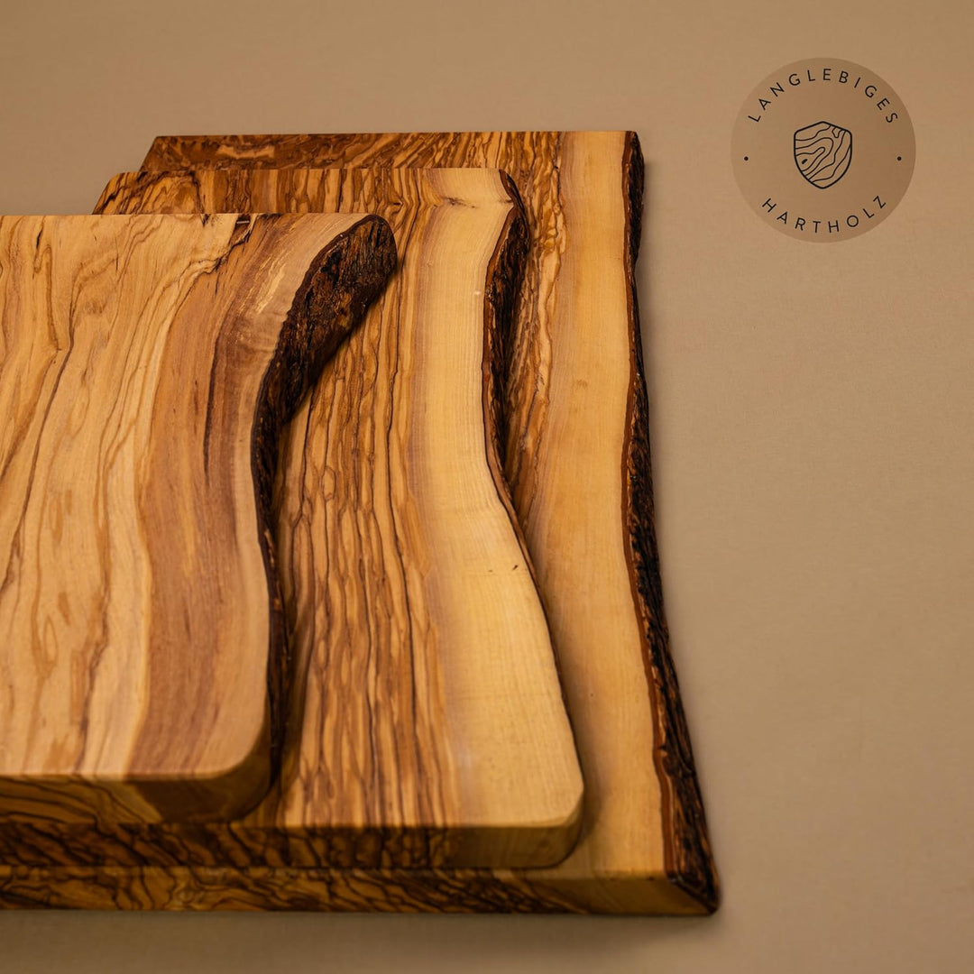 DAS OLIVENHOLZBRETT® Schneidebrett rustikal 35cm x25cm x2,5cm 35L x 25B cm, 35L x 25B cm