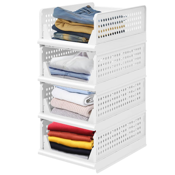 Kleiderschrank Organizer Stapelbares Ordnungssystem, Schrank Organizer mit Schublade, Kunststoff Auf