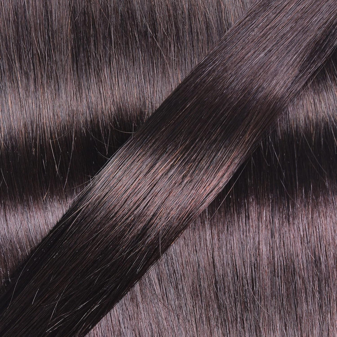 hair2heart Premium Microring Extensions Echthaar glatt - 200 Strähnen 1g 60cm 4/0 mittelbraun 