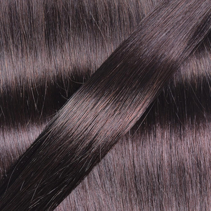 hair2heart Premium Microring Extensions Echthaar glatt - 200 Strähnen 1g 60cm 4/0 mittelbraun #2 Dun