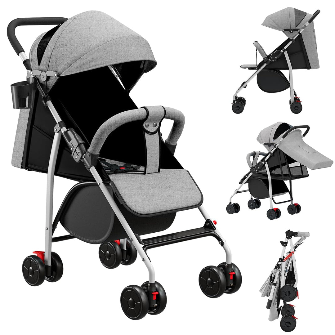 Kinderbuggy, Kinderwagen mit Sonnenschirm, Kinderwagen Zusammenklappbar, Buggy mit Liegefunktion, Ka