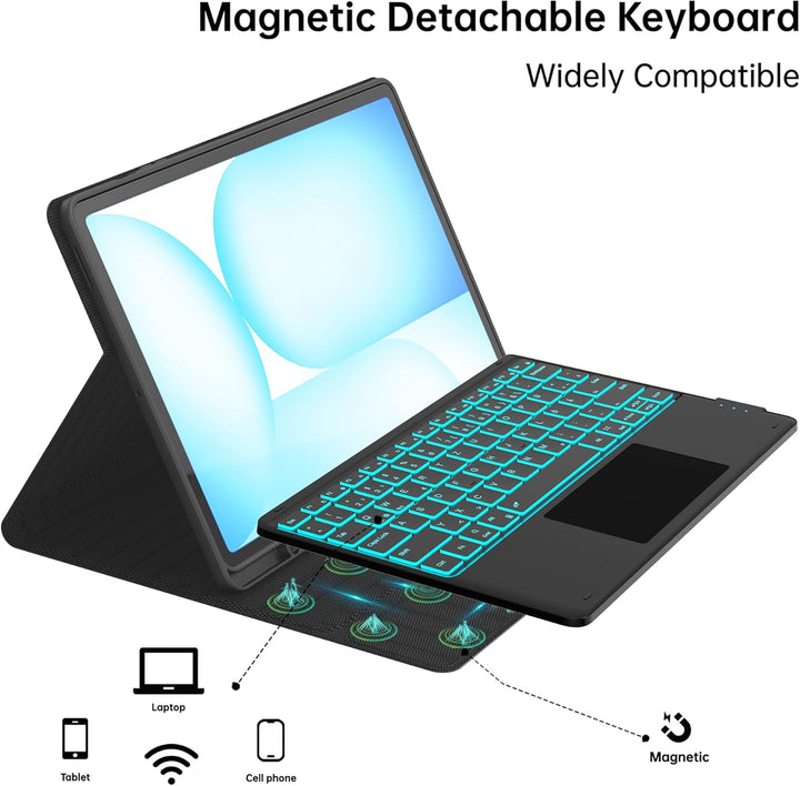 Für Galaxy Tab S10 FE+ 13,1" Tastatur Hülle - 7 Farben Beleuchtung Abnehmbare Trackpad Tablet Cover