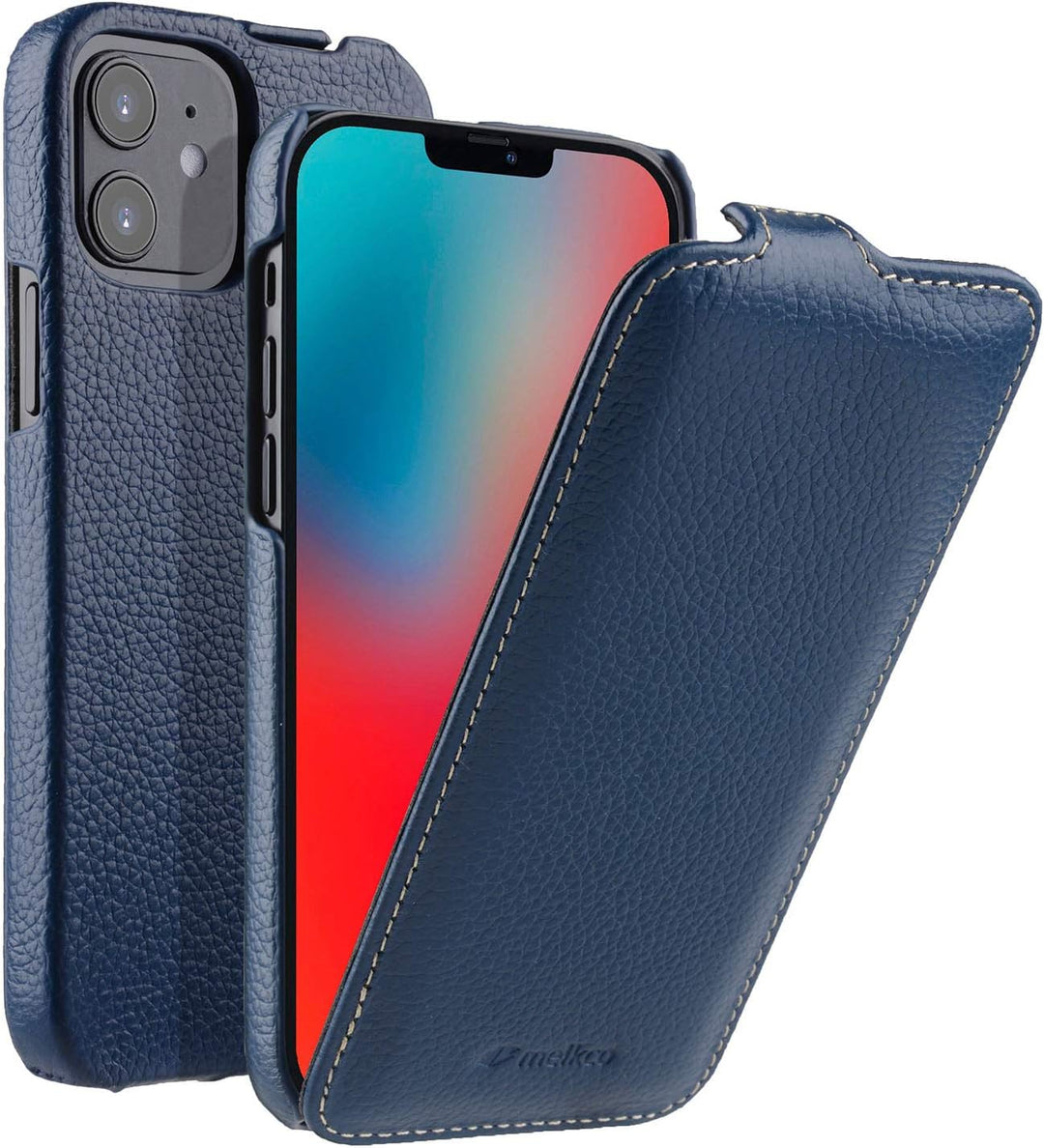 MELCKO Hülle passend für Apple iPhone 12 Mini (5,4 Zoll), Handyhülle mit beschichtetem Leder, Flip-C