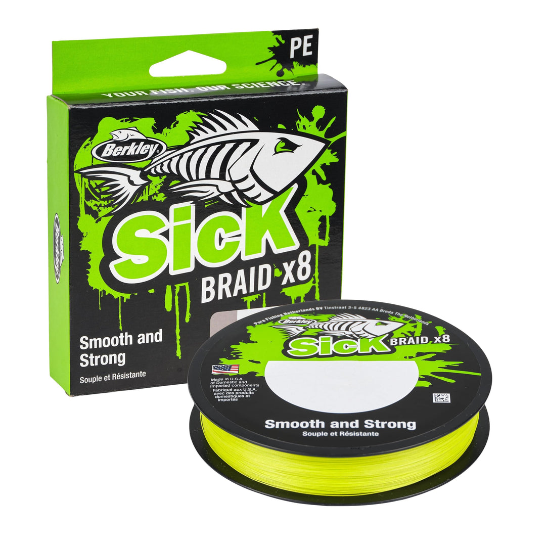 Berkley Sick Braid – 8-fach geflochtene Angelschnur, super glattes 8-fach Multifaden PE Raubfischgef
