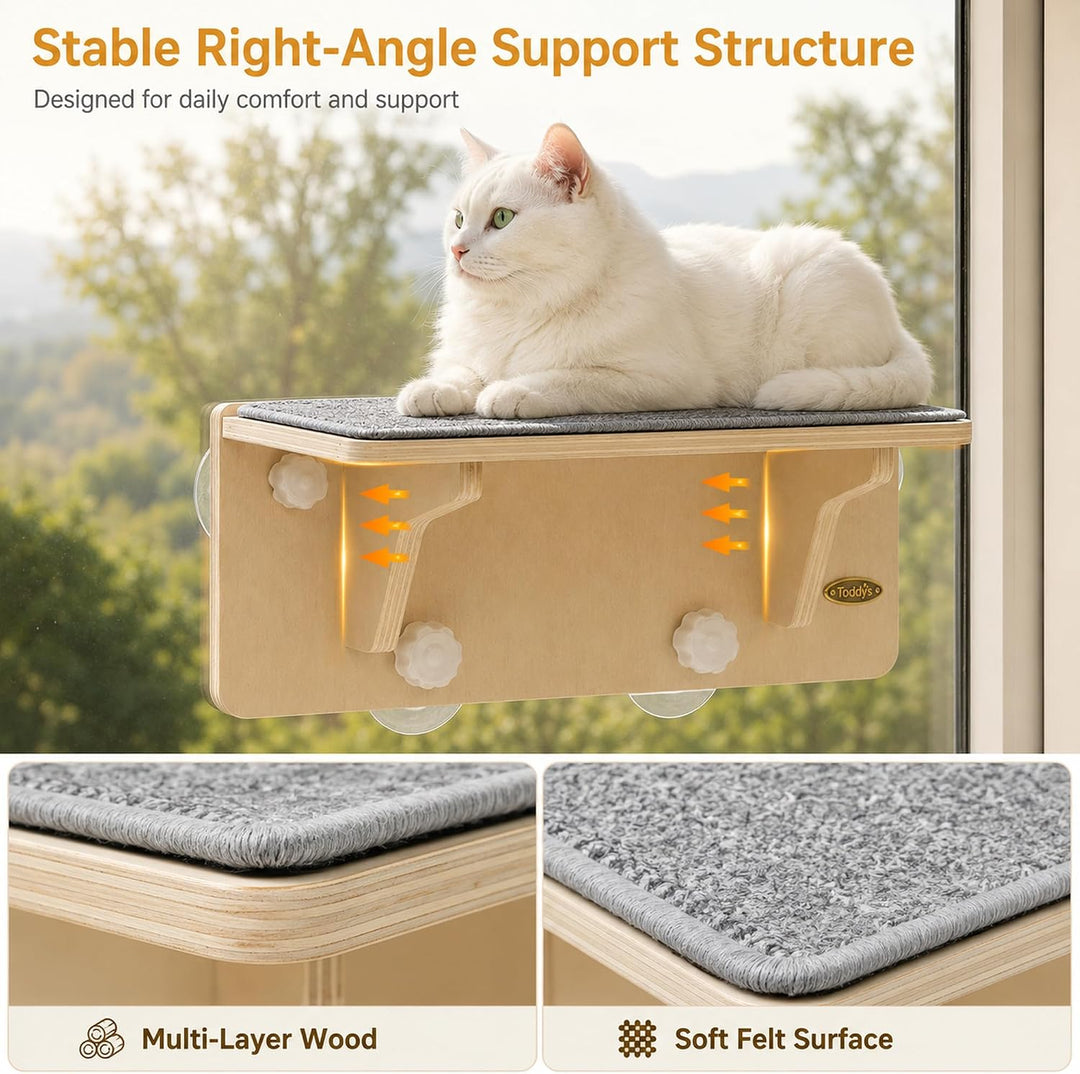 Fensterliege für Katzen, Kletterwand Katzen 2-in-1 für Wand &amp; Glas, Katzenliege mit Waschbar Abnehmb