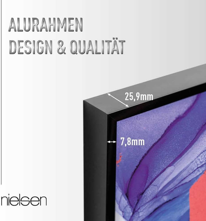 nielsen Aluminium Bilderrahmen Alpha, 40x60 cm, Eloxal Schwarz Glanz Eloxal Schwarz Glanz 40 x 60 cm