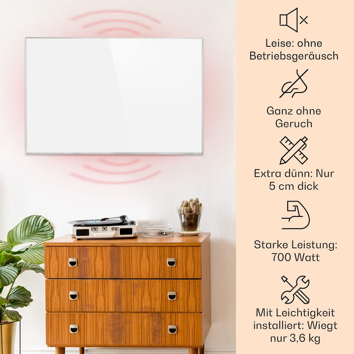 Klarstein Infrarotheizung mit Thermostat, 960W Elektroheizung, Smart Home Infrarotheizung zur Wandmo