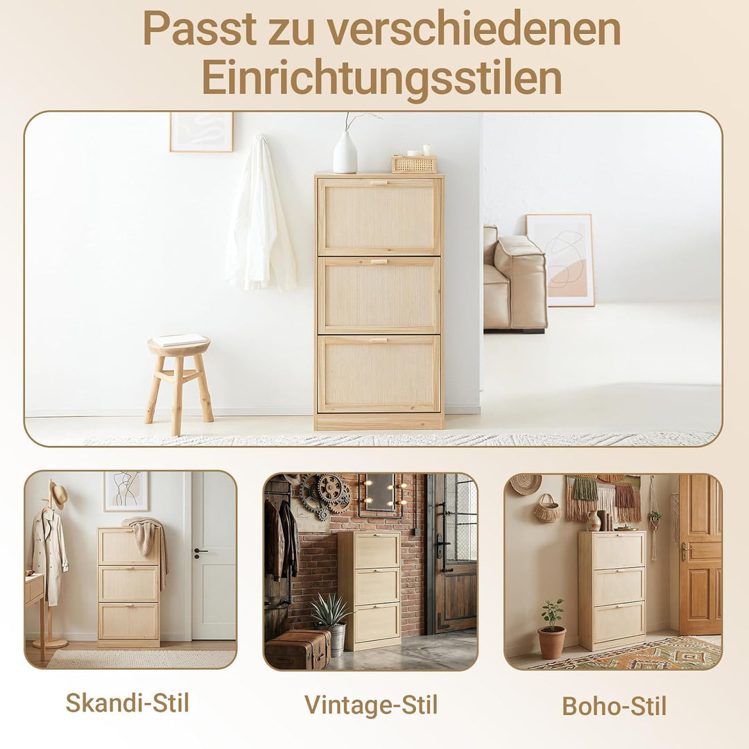 SoBuy FSR159-N Schuhkipper mit 3 Klappen Schuhschrank schmal Schuhablage Schuhregal mit 6 Ablagefläc