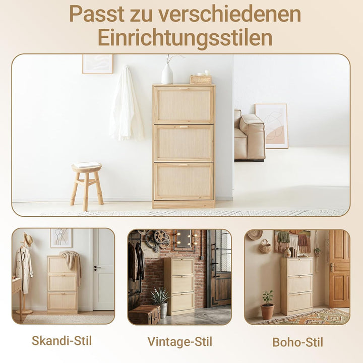 SoBuy FSR159-N Schuhkipper mit 3 Klappen Schuhschrank schmal Schuhablage Schuhregal mit 6 Ablagefläc