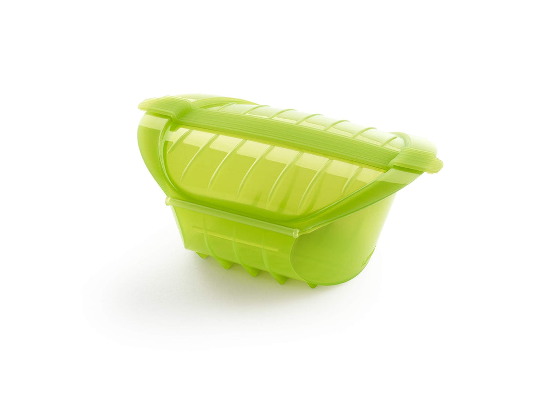 Lékué Dampfbox mit Einlegeboden, 3–4 Personen, 1000 ml, Platin-Silikon, grün Grün 1000 ml, Grün