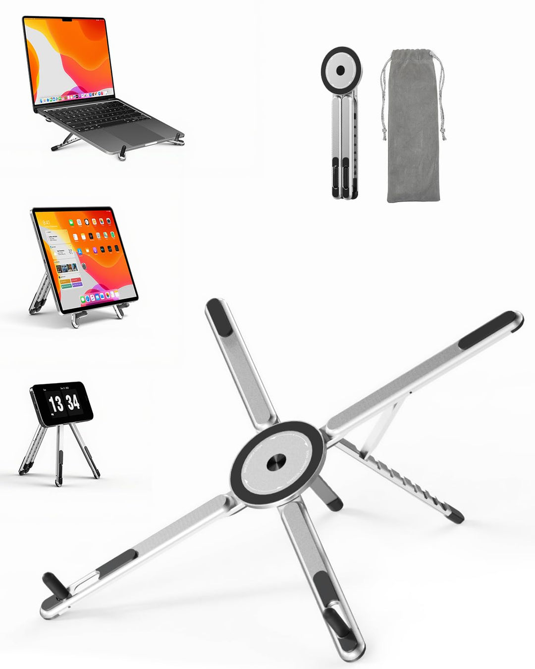 Laptop Ständer faltbar, 3-in-1 höhen- und winkelverstellbarer Laptopständer Aluminiumlegierung, belü