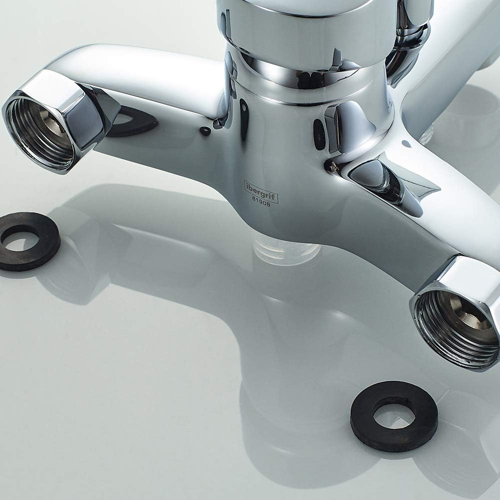 Ibergrif Roma - Einhand Badewannenarmatur Set, Wannenbatterie mit Duschkopf, Duschkopfhalter, und Br