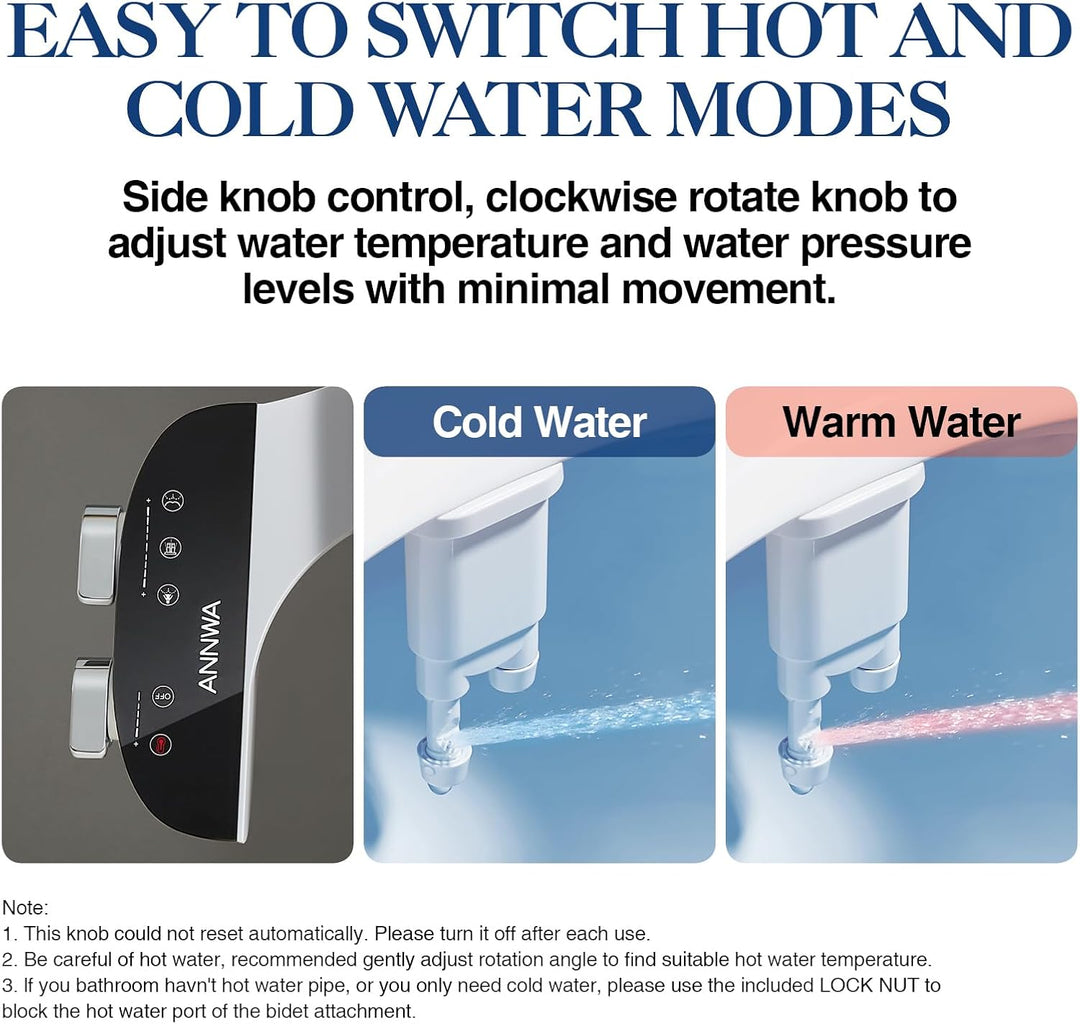 Bidet Aufsatz für Toilette, Cold/Heiss Water Bidet Dusch-WC,mit Einziehbare selbstreinigende Doppeld