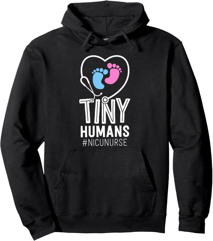 NICU Nurse Shirt Love Tiny Humans Gift Neonatal ICU Nursing Pullover Hoodie