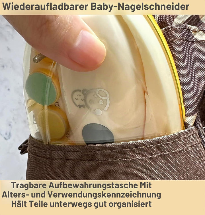 Wiederaufladbarer Baby-Nagelschneider 22 in 1, elektrische Nagelfeile, zusätzliche 13 Ersatzstücke,