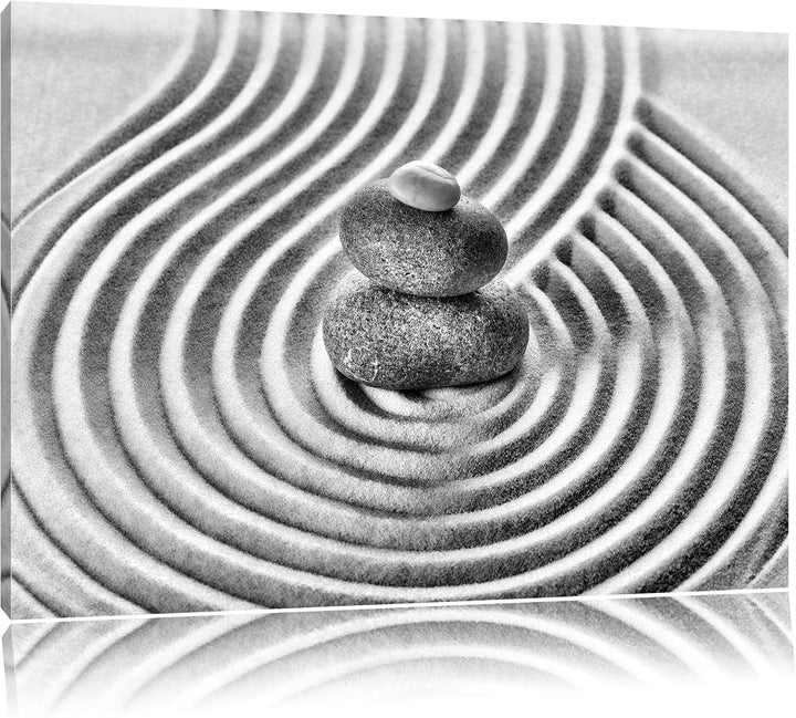 Pixxprint Steinmuster im Sand / 100x70cm Leinwandbild bespannt auf Holzrahmen/Wandbild Kunstdruck De