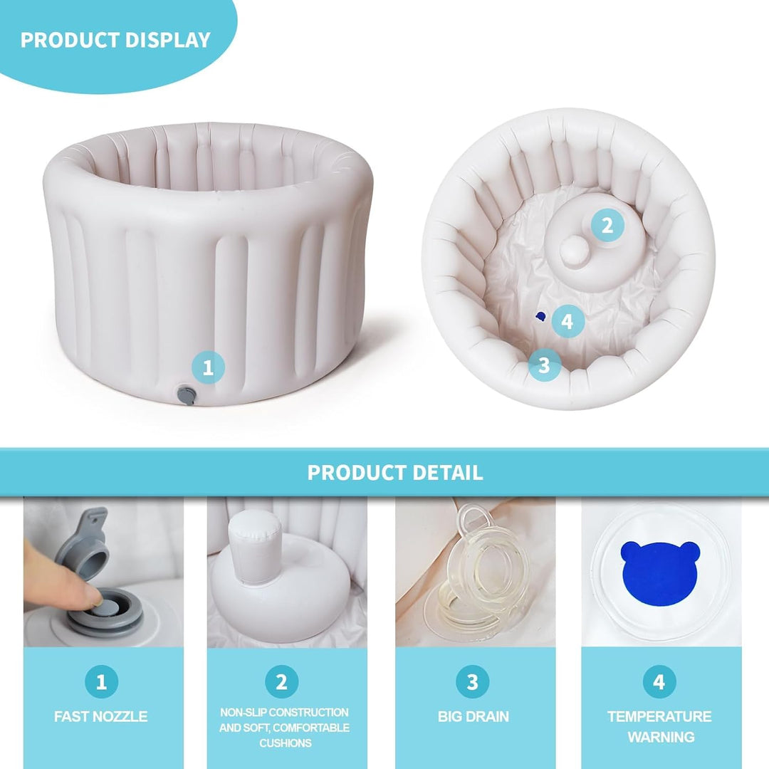 Aufblasbare Babybadewanne XL - Tragbare Kleinkindwanne für Dusche, reisefreundlich, leicht zu entlee