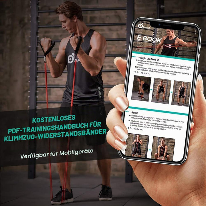 Odoland Fitnessbänder Set Pull Up Resistance Band in 5X Verschiedene Zugstärken – Expander Bänder Se