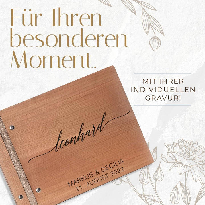 Hochzeitideal – Personalisierbares Gästebuch Hochzeit Leon E7 mit 40 Seiten I Hochzeit Gästebuch aus