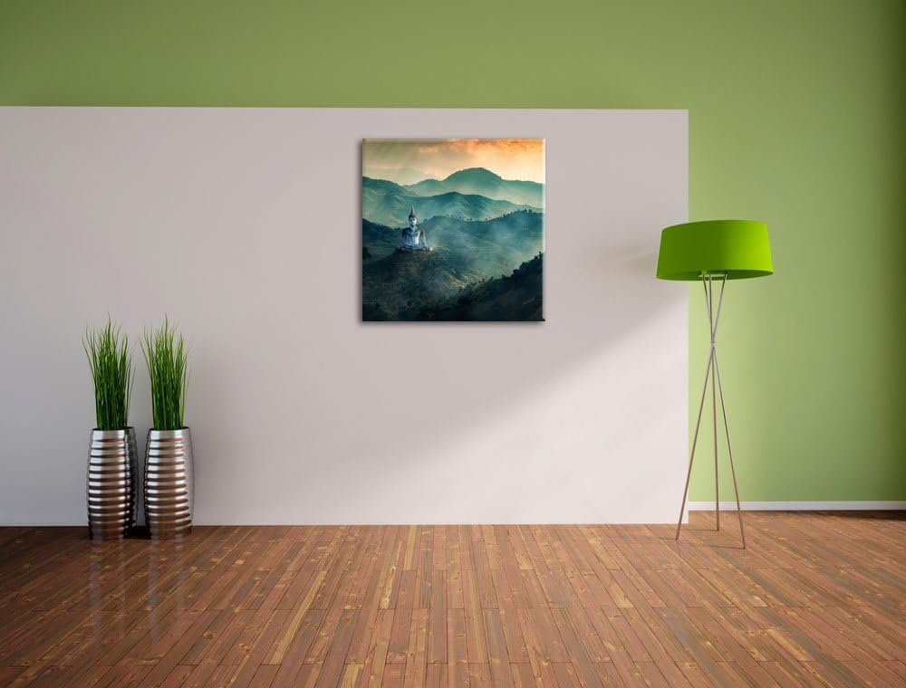 Pixxprint Buddha im Tal der Dunkelheit, Format: 70x70 auf Leinwand, 70x70