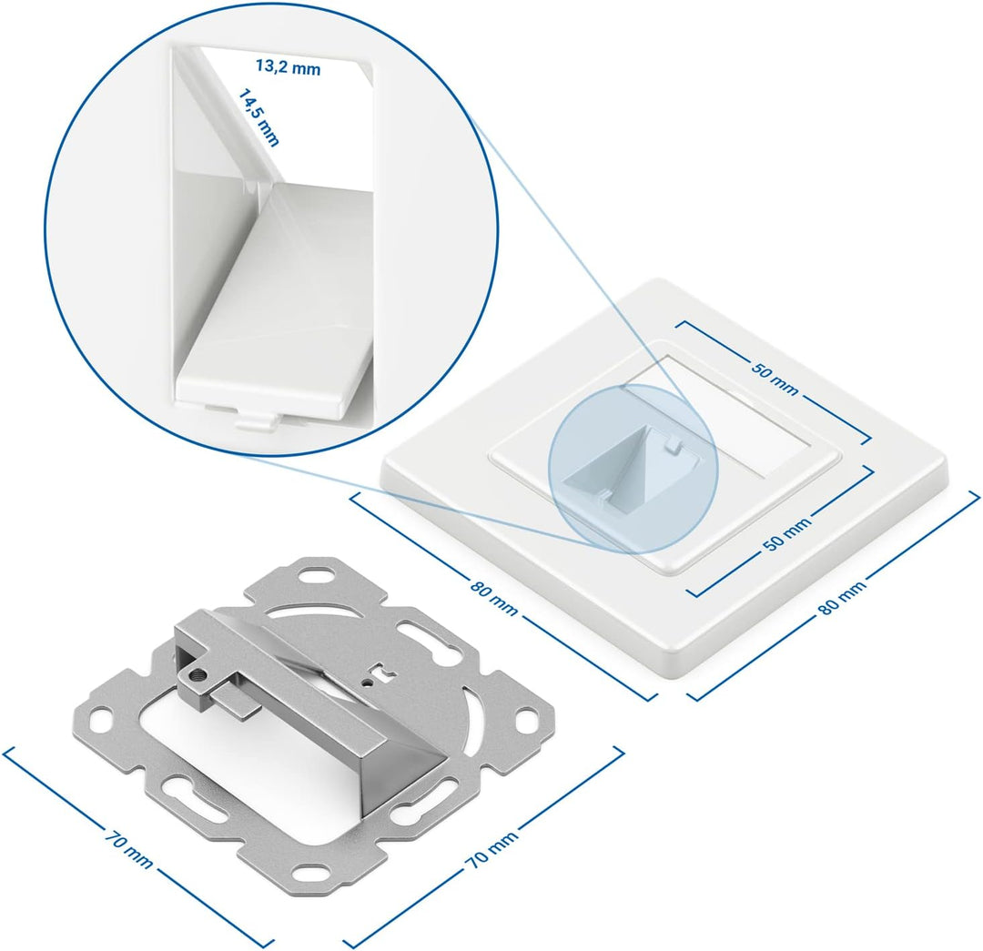 deleyCON 6x 1 Port Anschlussdose - Leerdose für Keystone Module - Datendose Unterputzdose - Auslass