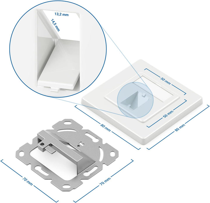 deleyCON 6x 1 Port Anschlussdose - Leerdose für Keystone Module - Datendose Unterputzdose - Auslass