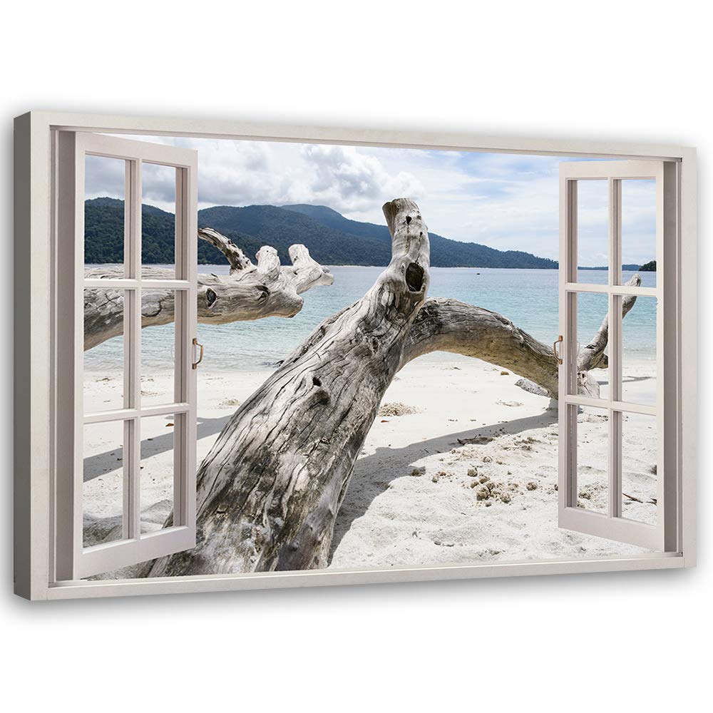 Feeby Wanddeko 3D Illusion Leinwandbild Kunstdruck Landschaft Beige 60x40 cm Leinwandbild 60x40 cm B
