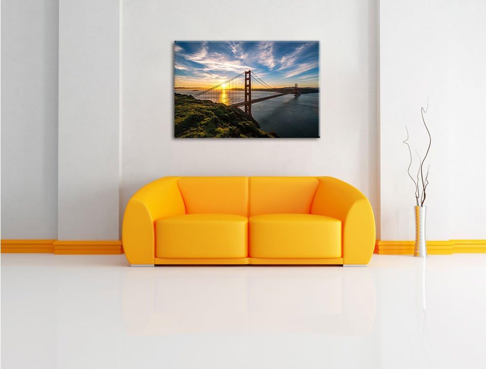 Pixxprint Gigantische Golden Gate Bridge in San Francisco, Format: 100x70 auf Leinwand, XXL riesige