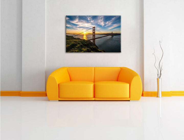 Pixxprint Gigantische Golden Gate Bridge in San Francisco, Format: 100x70 auf Leinwand, XXL riesige