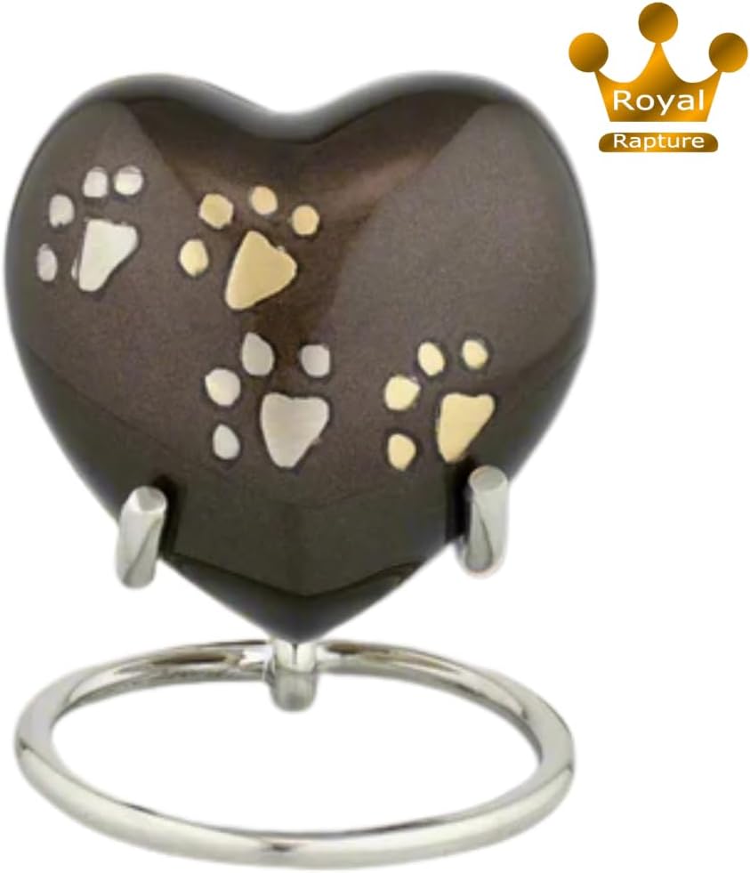 Royal Rapture Urn for Ashes Paw Heart Funeral Cremation Memorial Keepsake Pet Dog Cat |with Stand (B