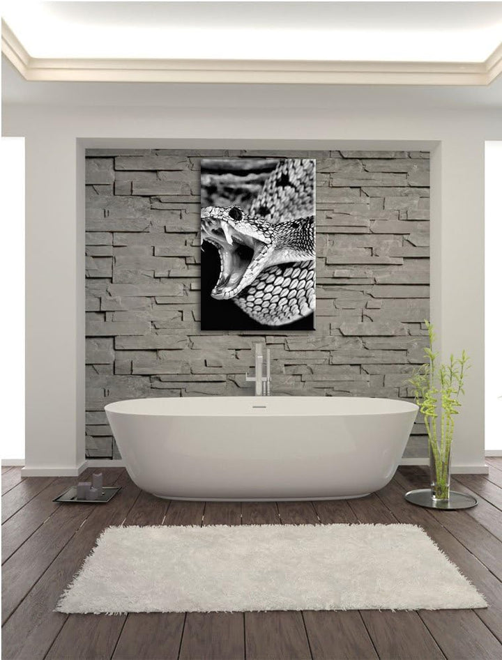 Pixxprint Giftige grüne Schlange als Leinwandbild | Grösse: 100x70 | Wandbild| Kunstdruck | fertig b