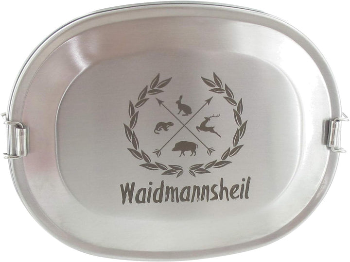 LASERHELD Vesperdose Brotzeitdose Jausendose aus Edelstahl mit Gravur Waidmannsheil - Geschenkidee f