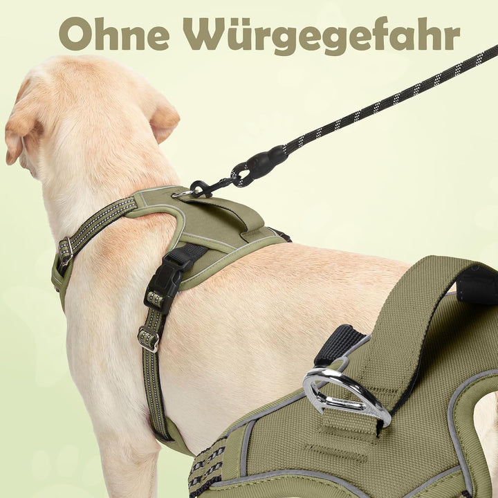 Funfox Hundegeschirr Kleine Hunde [L] - Anti Zug Welpengeschirr mit Griff &amp; Ringreflektoren, Atmungs