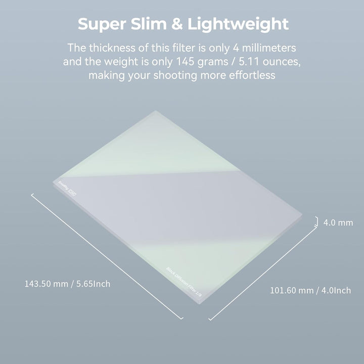 SMALLRIG 4 x 5,65" Quadratischer Schwarzer Diffusions 1/8" Filter, Traumhafter Kinoeffekt, 4mm Dicke