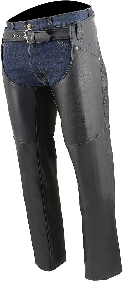 Milwaukee Leather ML1173 Damen-Hüftchaps aus Leder, klassisch, Schwarz, Grösse M, M