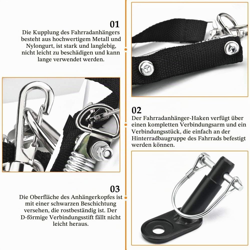 Fahrrad Anhängerkupplung Universal Adapter mit Sicherungsstift für Fahrradanhänger und Kinderanhänge