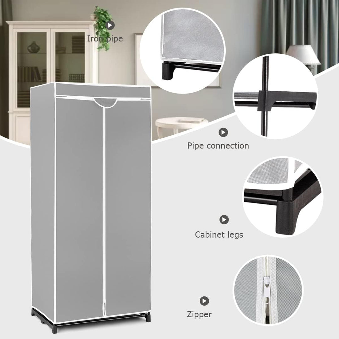 GIANTEX Kleiderschrank Stoffschrank mit Kleiderstange & Ablage, Faltschrank 74 x 50 x 172 cm, Kleide