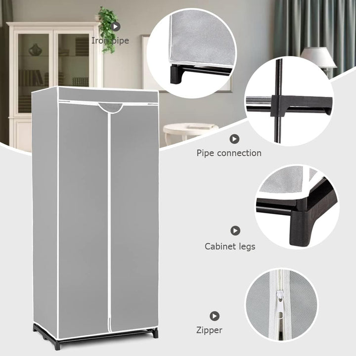 GIANTEX Kleiderschrank Stoffschrank mit Kleiderstange & Ablage, Faltschrank 74 x 50 x 172 cm, Kleide