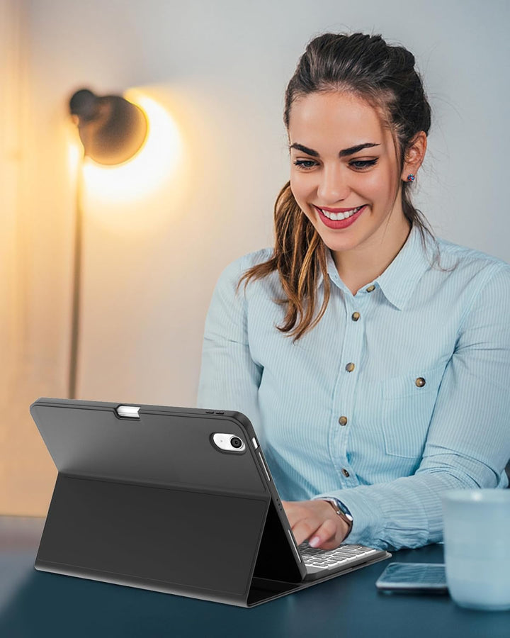 für iPad Air 11 Hülle mit 7-Farben Beleuchtung Tastatur für M3/M2 (2025/2024), Abnehmbare Tastatur,
