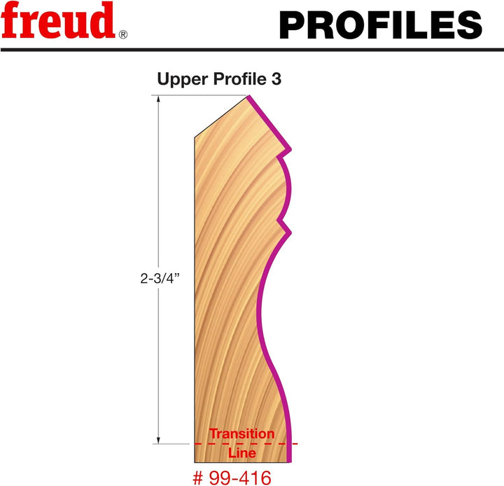 Freud 99–001 1/2 to 1–1/4-Zoll Tür Lip Router Bit mit 1/2 Zoll Schaft, 99-416 Form-Oberfräsen-Einsat