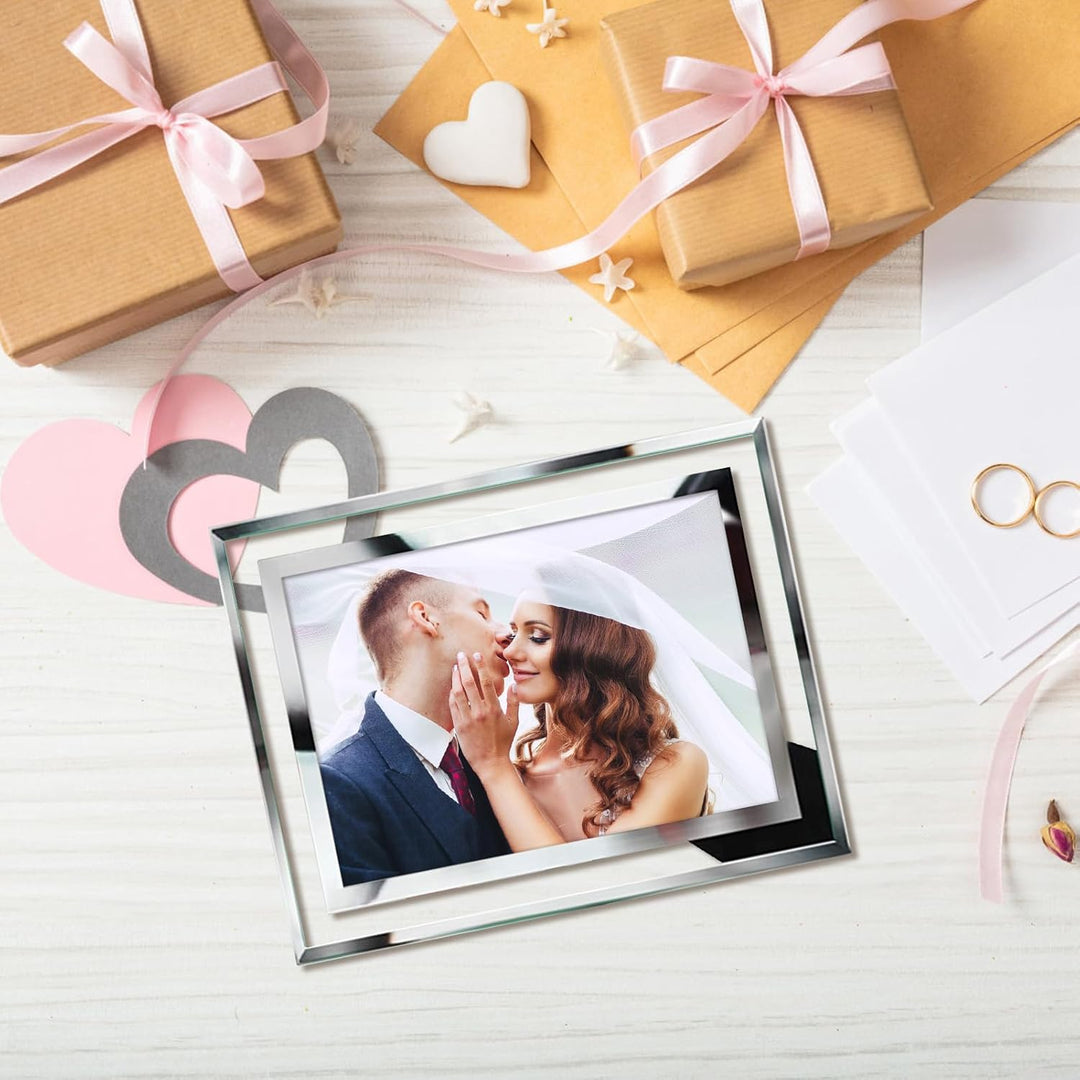 Giftgarden Bilderrahmen 13x18 cm Glas, Hochzeit Fotorahmen Silber für 18x13 Bilder, 2er Set Geburtst