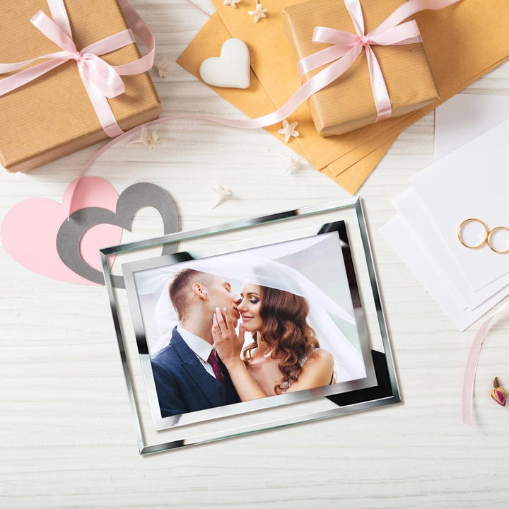 Giftgarden Bilderrahmen 13x18 cm Glas, Hochzeit Fotorahmen Silber für 18x13 Bilder, 2er Set Geburtst