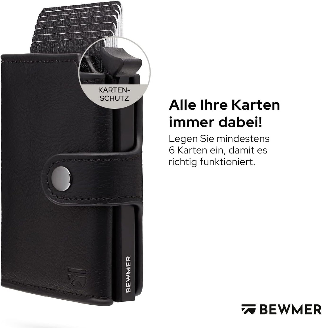 BEWMER 2 Shielded | Herren und Damen Slim Wallet mit RFID-Schutz Anti-Cloning | Kartenetui mit Münzf