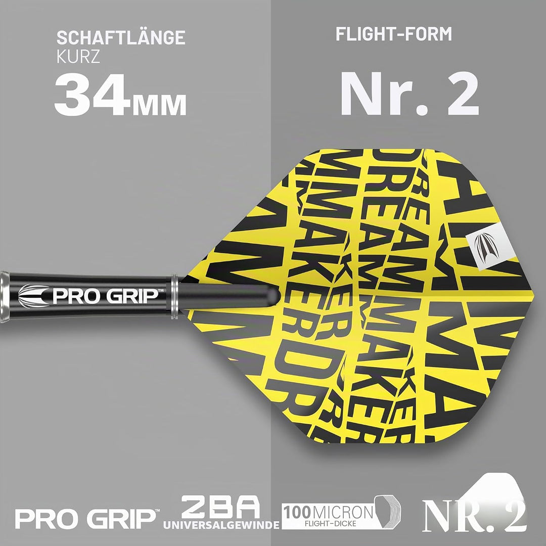 Target Darts Dimitri Van den Bergh 24G Tungsten Steeldart Set - 9 Pro Grip Shafts - 9 Pro Ultra Flig
