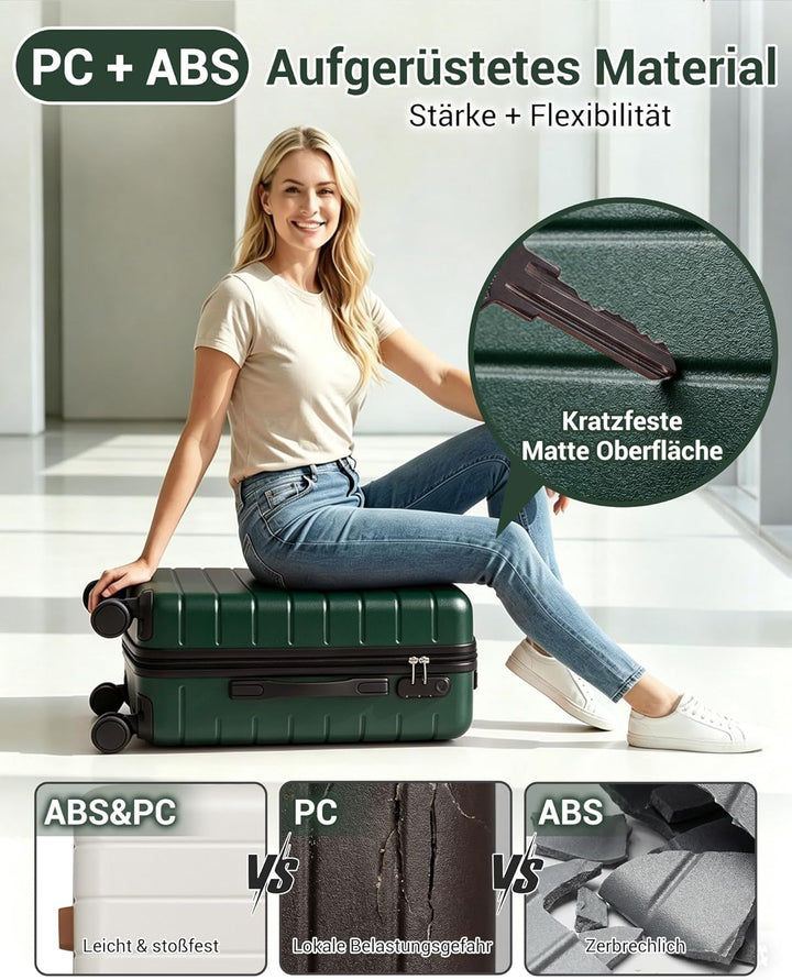 Koffer Gross XL 76cm, Leichter ABS+PC Reisekoffer für Flugzeug, Ryanair Trolley mit 4 Rollen, Hartsc