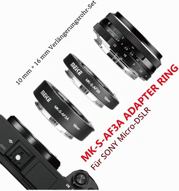 Meike MK-S-AF3A Metall Autofokus Makro Verlängerung Adapter für Sony E-Mount Ring 10mm 16mm Kamera d