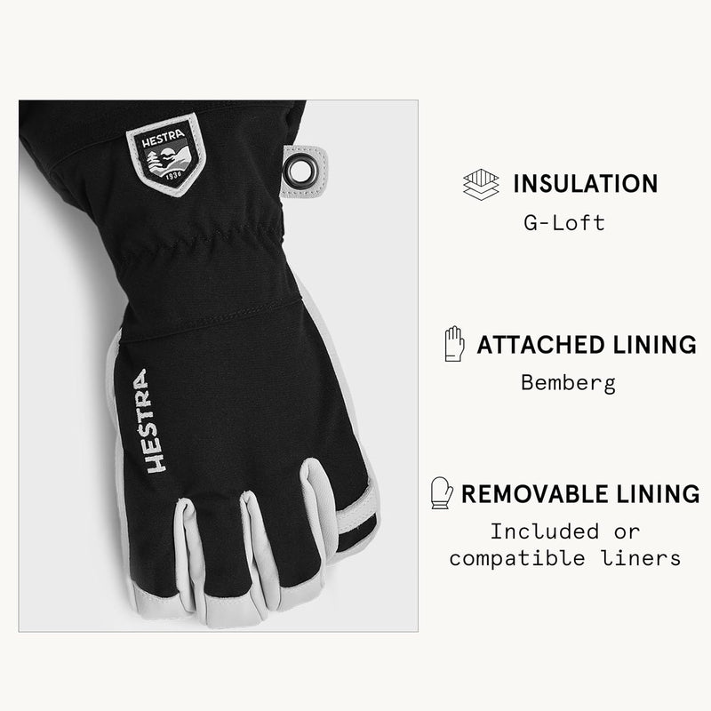 HESTRA Army Leather Heli Skihandschuh - Klassischer 5-Finger-Schneehandschuh zum Skifahren, Snowboar